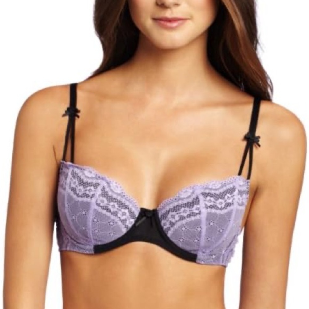 Betsey Johnson Eyelet Lace Demi Bra Purple 34D